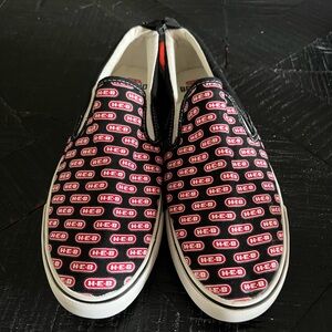 H-E-B Men’s Logo Slip-On Sneakers in Black & Red Size 11 NWT